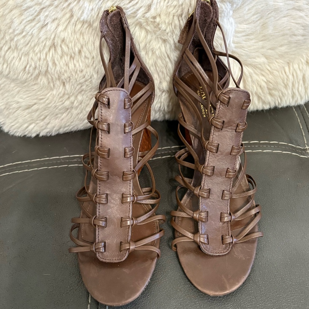 Lauren Ralph Lauren
Alexandria Caged Wedges – Brown Leather, Size 9½ B